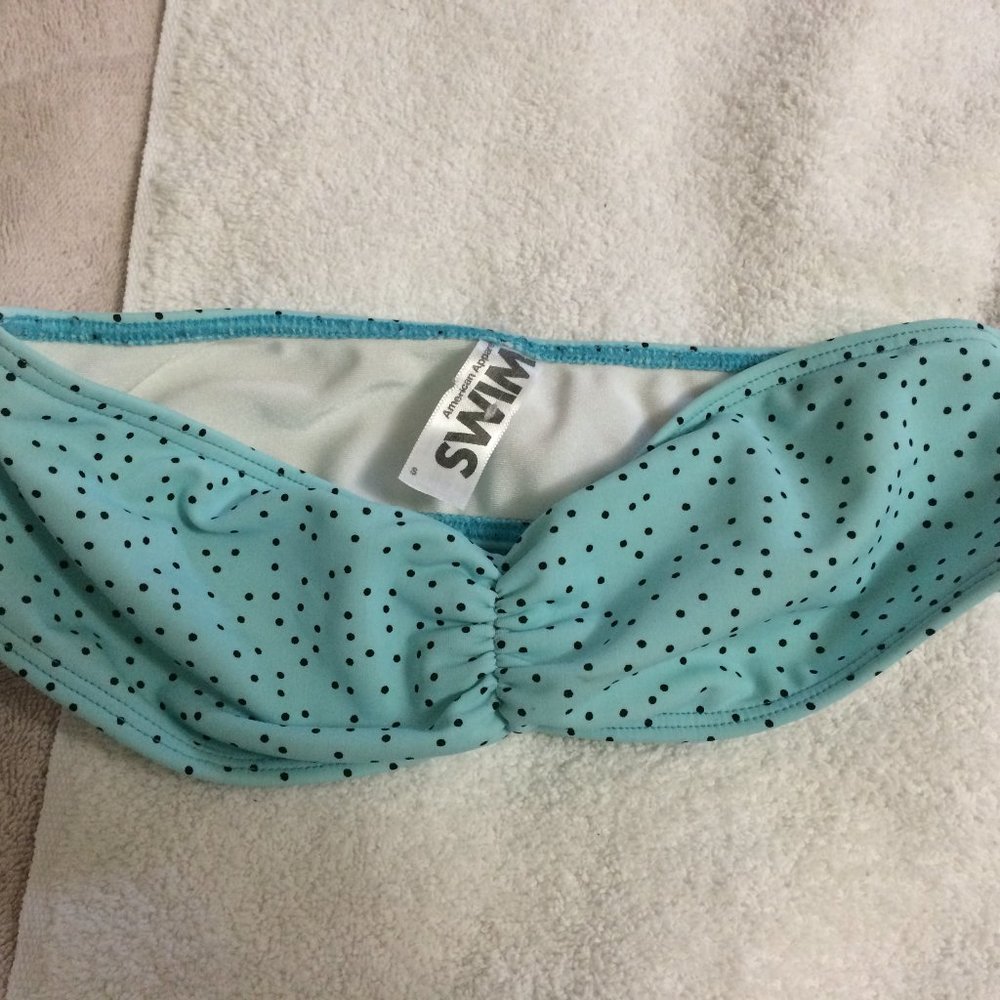 American Apparel Baby Blue Polka Dot Bandeau NWOT